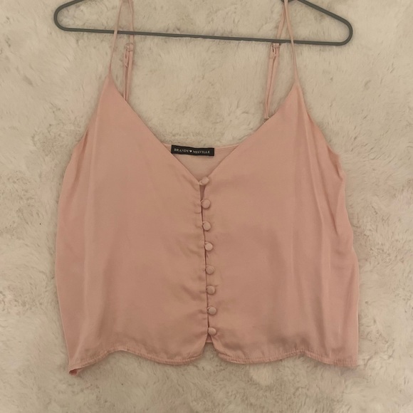 Brandy Melville pink button up tank top - Picture 1 of 2